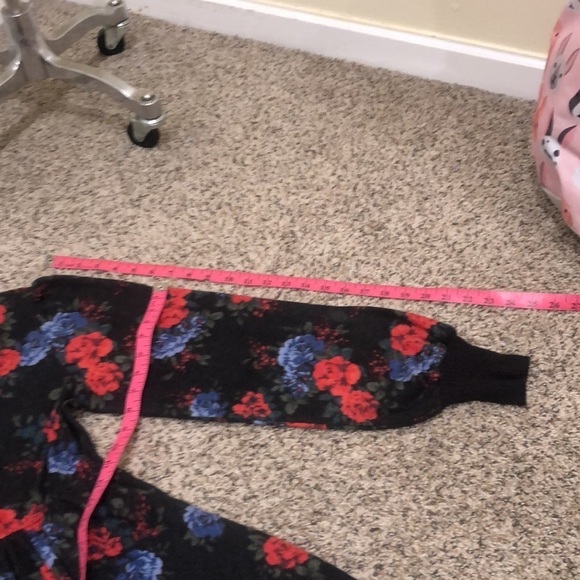 NWT Torrid Super Soft Plush Dress 00 M L Dark Gray Floral Puff Sleeve Skater - Picture 12 of 13